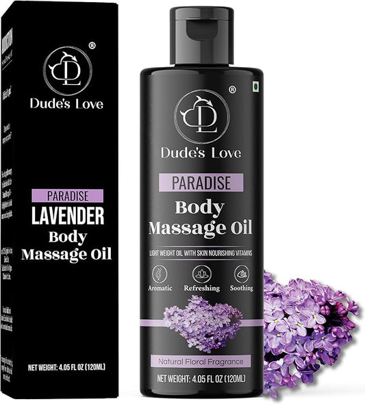 Organic - Lavender Floral Edible Full Body Massage Oil - Relaxing, Calming | No Stain & Non-Sticky |with Fractionated Coconut Oil, Orange Blossom & Lavender Oil - 4.05 Fl Oz - Bloomnest