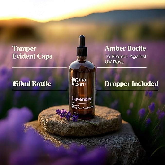 Lagunamoon Lavender Essential Oil - Pure Essential Oils for Diffusers, Humidifiers, Aromatherapy, Cars, Yoga, Home Essentials - Relaxing Fragrance Scents for Fresheners and Candle Making (150ml) - Bloomnest