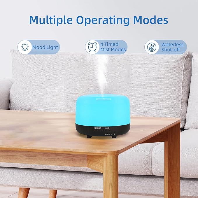 300ML Essential Oil Diffuser, Electric Ultrasonic Aromatherapy Air Humidifier vaporiser, Aroma Diffuser with Remote Control 7 LED Light Colors Waterless Auto-Off. - Bloomnest