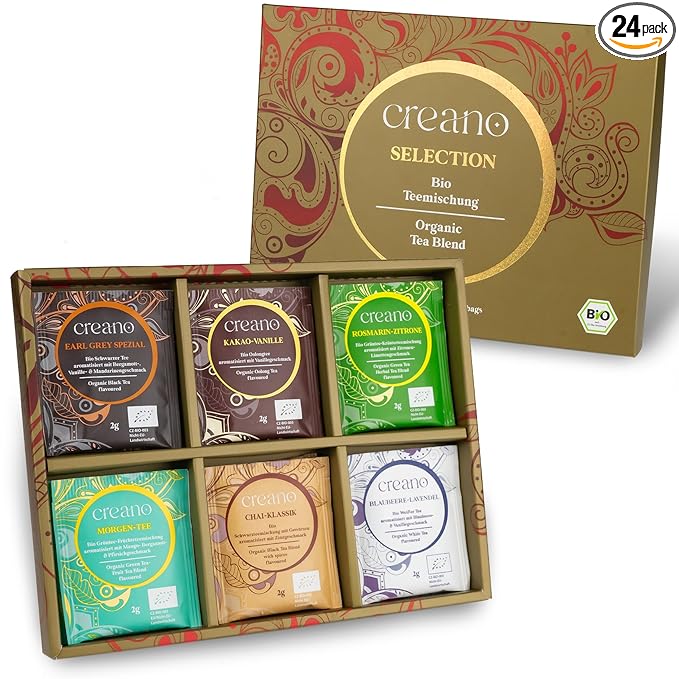 Creano Organic Tea Gift Set – 24 Organic Tea Bags in 6 Dreamy Varieties – 48 g* - Bloomnest