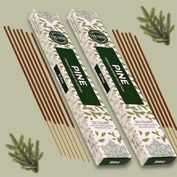 Pine Incense Sticks - Total 120 Insence-Sticks - 6 Packs of 20 Insense - Inciensos - Inscents - Natural Non Toxic Ingredients - Incents - Incence - Inscense - Insents TRUMIRI