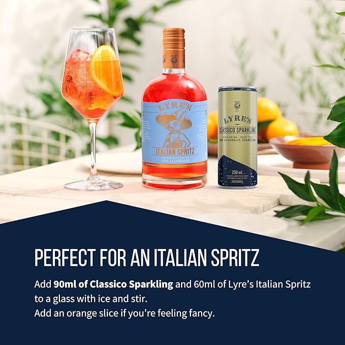 Lyre’s Classico 24-Pack, Non Alcoholic Sparkling Wine, Zero Alcohol Prosecco Alternative, Ready to Drink Canned Mocktails, Low Calorie, Gluten Free, Alcohol Free Drinks (8.45 Fl Oz x 24) LyresSpiritCo