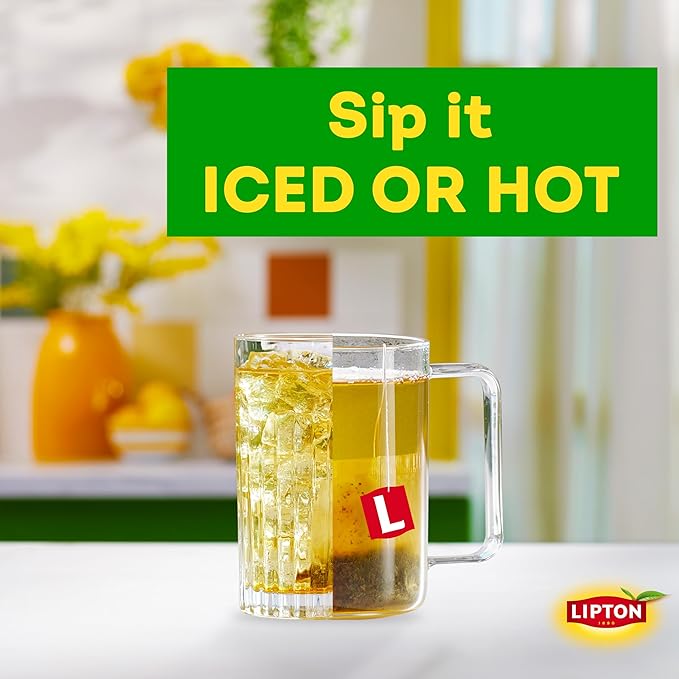 Lipton Honey Ginger Green Tea Bags 20-Count Flavored Unsweetened Hot or Iced Tea with Caffeine Flavonoids Natural Zesty Ginger Honey Aroma Rainforest Alliance Certified - Bloomnest