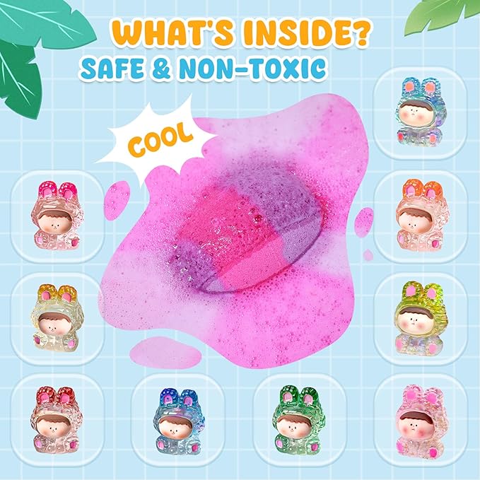 Bath Bombs with Toys Inside, Natural & Organic Kids Bath Bombs, Bubble Bath Kids, Perfect Birthday Gifts Set for Kid Boys and Girls Ages 3+ - Bloomnest