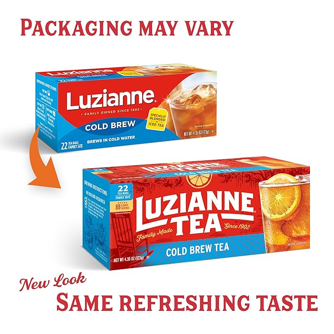 Luzianne Unsweetened Cold Brew Black Iced Tea Bags, Family Size, 22ct Box (Pack of 1) - Bloomnest