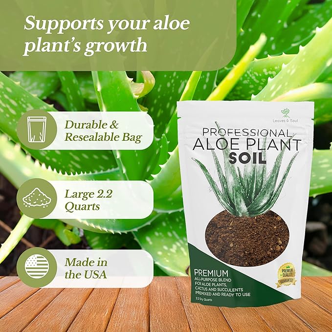 Professional Aloe Plant Soil | Premium All Purpose Blend | Large 2.2 Quarts | Ready to Use for Aloe, Cactus, Succulent Plants | Pinebark, Peat, Course Sand | Made in USA - Bloomnest