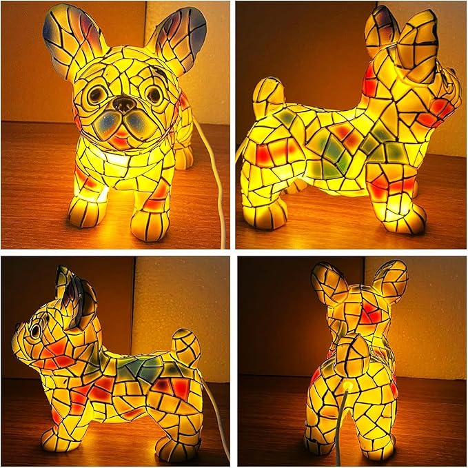 Dog lamp, 3D French Bulldog LED Table Lamp, Dyed Resin Desktop Night Lights,Cute Pet Dog Theme LED Table Lamps, Pet Themed Tabletop Decor (French Bulldog) - Bloomnest