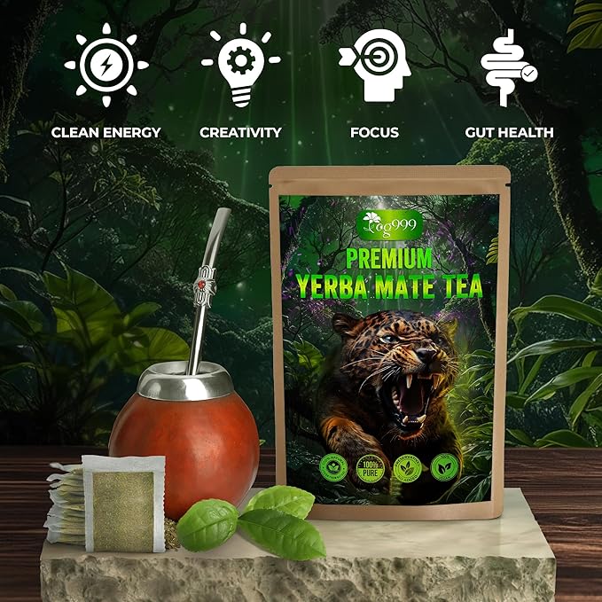 FreshDrinkUS, 60 Tea Bags Yerba Mate, Hi-Caffeine, Super-Green Yerba Mate| No Dust| Fresh - Never Aged (Ilex Paraguariensis), Cultivated from Argentina - Rich in Antioxidants and Plant Nutrients. - Bloomnest