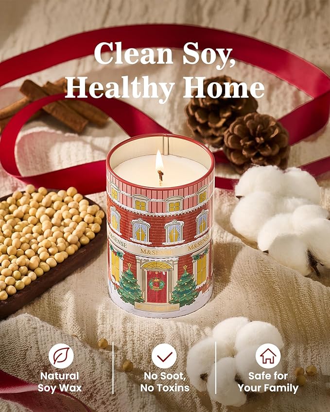 M&SENSE Gingerbread Coffee Christmas Candles, Warm Scented Holiday Candle with Gingerbread Cookie, Chocolate & Coffee Bean, Soy Wax 11.3oz 70 Hour Clean Burn, Cozy Winter Home Decor, Christmas Gifts - Bloomnest