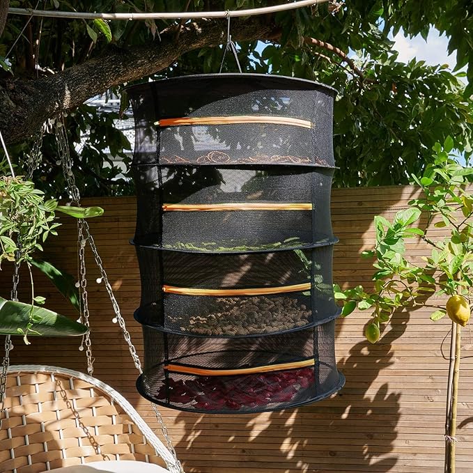 2ft 4 Layer Mesh Hanging Herb Drying Rack Dry Net Plant Drying Rack Net with Orange Zippers Can Dry Plants, Herbal，hanging dryer Hanging Mesh （ Band Garden Scissors） - Bloomnest