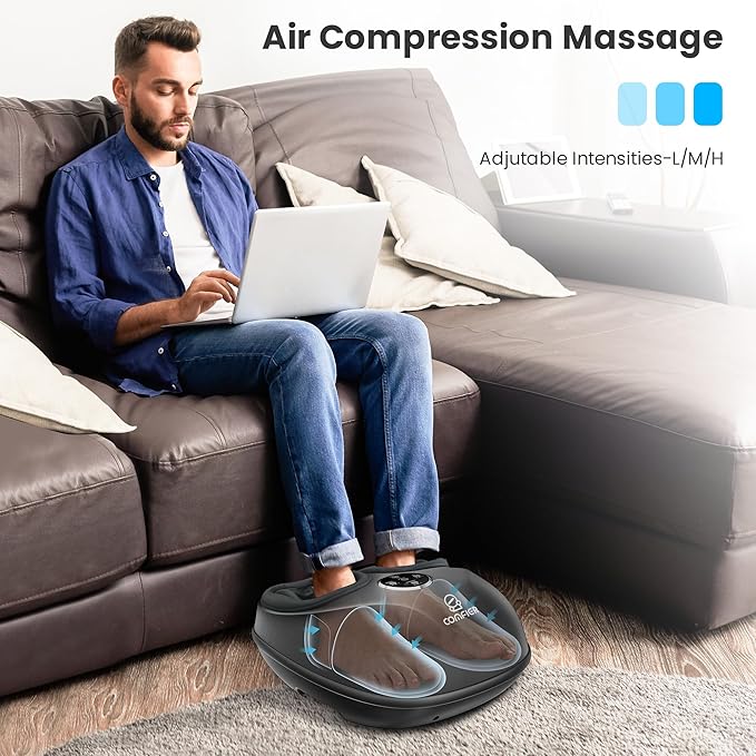 COMFIER FSA Eligible Shiatsu Foot Massager with Heat for Neuropathy Plantar Fasciitis, HSA Heated Electric Foot Massagers, Feet Massager Up to Men Size 13, Christmas Gifts for Men Women - Bloomnest