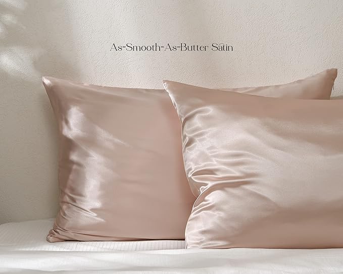Yanibest Satin Pillowcase, King Size Pillow Cases Set of 2 - Silk Pillow Cases for Hair and Skin with Zipper, Silk Pillow Cases King for 20"x36", Exquisite Packaging for Women Men - Bloomnest