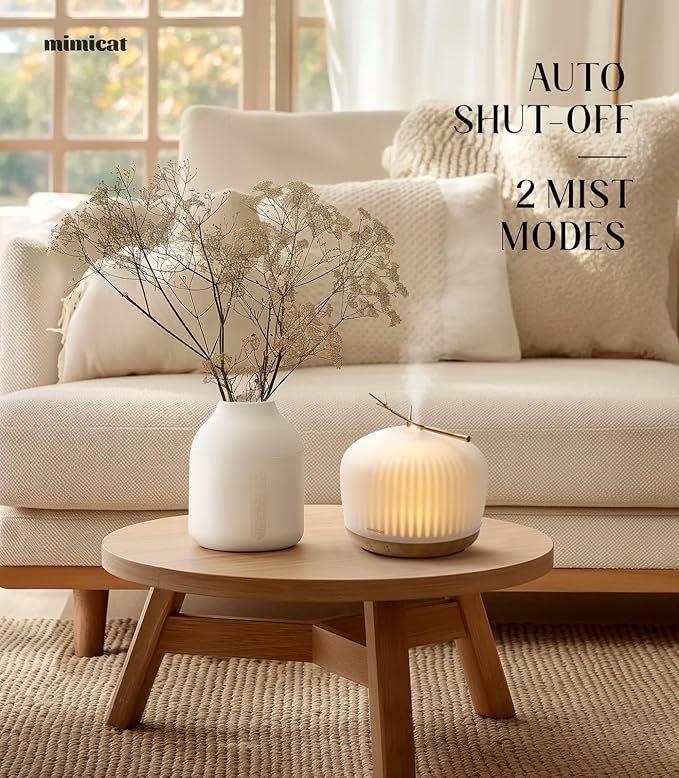 mimicat Quiet Aromatherapy Diffuser Glass: 230ML Ultrasonic Cool Mist Scent for Home with Night Light - Aesthetic for Women Girls - Bloomnest