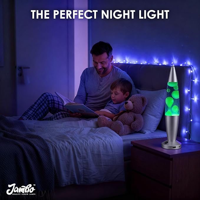 JAMBO Beautiful Liquid Lamp with USB Ports, 16" Motion Light with Blue Liquid Yellow Wax, Relaxing Nightlight, Mood Light for Bedroom, Living Room, Office - Adults, Teens, Kids - Bloomnest