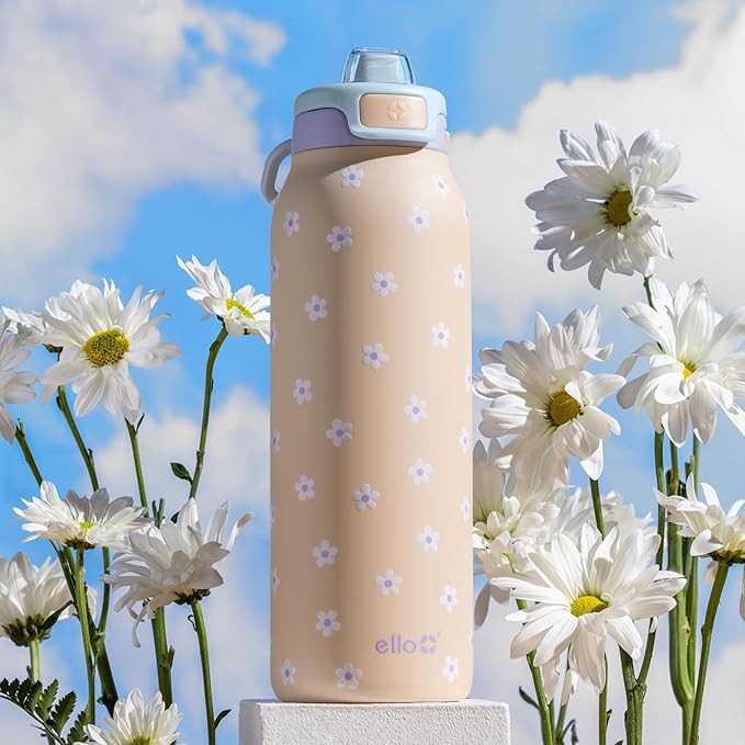 Ello Pop & Fill Insulated Stainless Steel Water Bottle with Quick Fill Lid, Leakproof Locking, Sip or Chug Spout, BPA-Free, Double Wall Vacuum Insulated for Sports, Travel & School- 22oz / 32oz / 40oz Ello