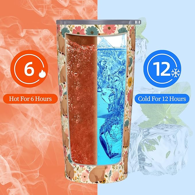 Tumbler with Lid and Straw 20 oz Stainless Steel Cup Insulated Tumbler Coffee Mug for Home Office or Car Christmas Birthday Gifts - Bloomnest