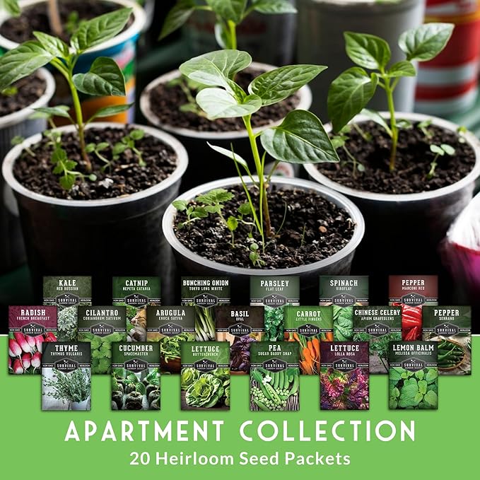 Hydroponic & Indoor Garden Seed Kit – 20 Compact Heirloom Vegetable & Herb Varieties | Apartment, Small-Space, Patio & Vertical Tower Growing | Family Garden Gift – Survival Garden Seeds - Bloomnest