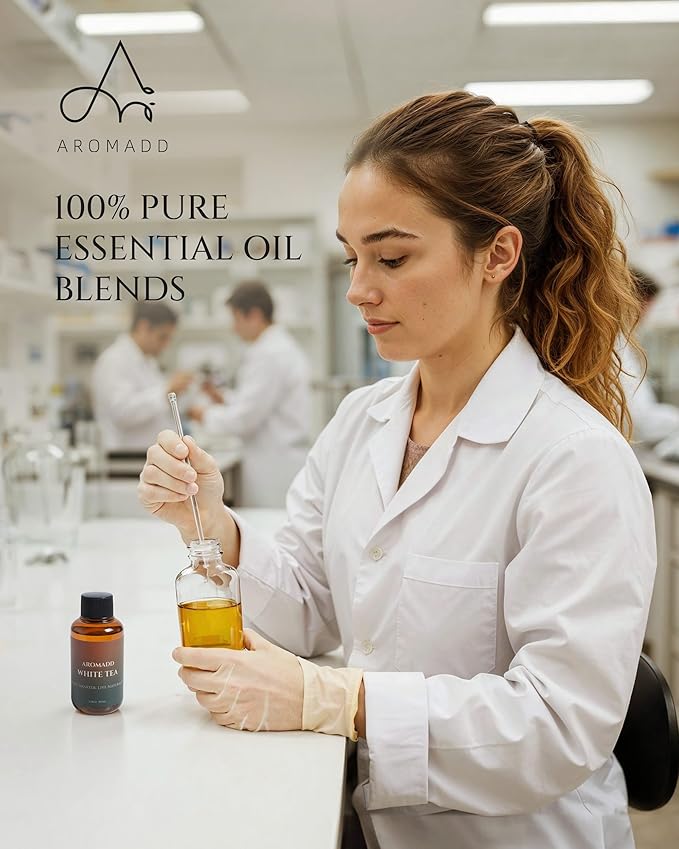 Aromadd White Tea Diffuser Oil Inspired by Luxury Hotel Scent, Essential Oils for Waterless Diffuser, White Tea & Bergamot, Long-Lasting & Natural Home Fragrance - 3.38 fl oz (100 mL) - Bloomnest
