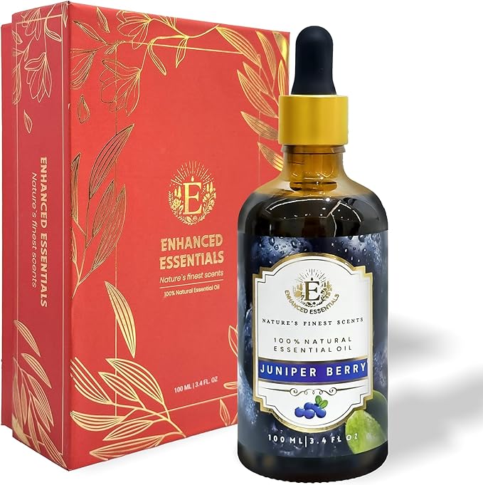 Luxurious Juniper Berry Essential Oil by Enhanced Essentials| Slow Distilled & Pure| for Home,Diffusers,Skin & Hair Care,Aromatherapy,Bath,Perfume,Soap & Candle Making|with Glass Dropper|100 ml Bloomnest
