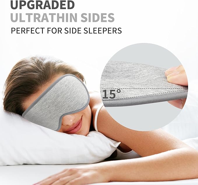 3D Sleep Mask for Men Women 2 Pack, Blackout Eye Mask for Sleeping Eye Mask for Side Sleeper, Memory Foam Adjustable&Washable, Airplane Travel Essentials Couples Yoga Meditation Office Black & Gray - Bloomnest