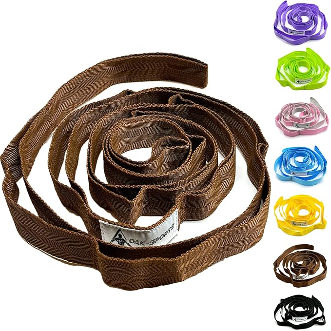 Stretching Strap Yoga Strap with Loops, Stretch Straps for Physical Therapy, Non-Elastic Exercise Strap for Pilates, Dance and Gymnastics with Workout Guide - Bloomnest