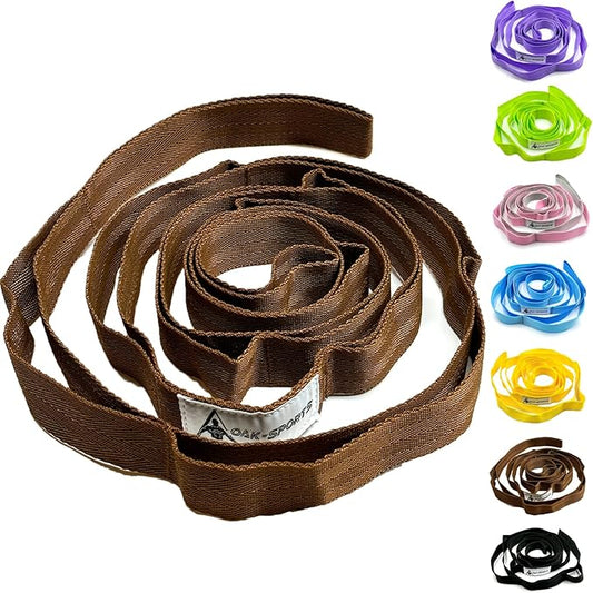 Stretching Strap Yoga Strap with Loops, Stretch Straps for Physical Therapy, Non-Elastic Exercise Strap for Pilates, Dance and Gymnastics with Workout Guide - Bloomnest