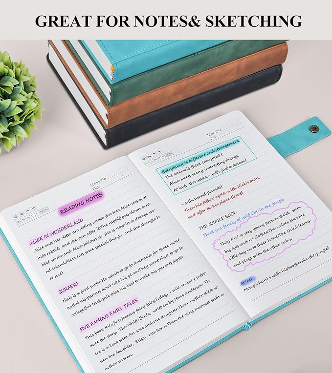 365 Page Thick Lined Journal Notebook for Men Women, A5 Leather Journals for Writing, Hardcover Notebooks for Work, School, Note Taking,Travel, Business,Personal Diary, College Ruled 5.9" x 8.4" - Bloomnest