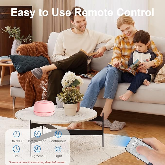 300ML Essential Oil Diffuser with 7 Color LED Light, Remote, 4 Timers, Auto-Off, Ultrasonic Aromatherapy Diffuser for Office, Bedroom, Yoga, Home - Bloomnest