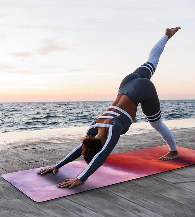 Non Slip Yoga Mat TPE Workout Mat for Men Women, Thick Workout Mat with Carrying Strap, Fitness Mats for Exercise, Yoga, Fitness, Pilates, Floor Workouts (72" x 24" x 6mm) - Bloomnest