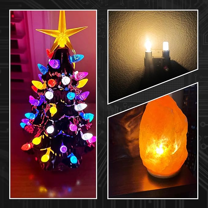 2W C7 E12 LED Salt Lamp Replacement Bulb 300lm Warm White 2700K 120V E12 Candelabra Base for 25W-40W Himalayan Salt Lamp Night Light Chandelier Christmas Lighting Dryer Refrigerators Bulb, 2 Pack - Bloomnest
