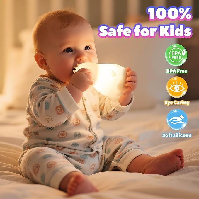Night Light for Kids, Rechargeable Dimmable Silicone LED Nightlight with 7 Colors, Baby Nursery Night Lamp, Touch Squishy Lamp, Cute Gifts for Girls, Boys, Toddler Room Decor, Dinosaur - Bloomnest