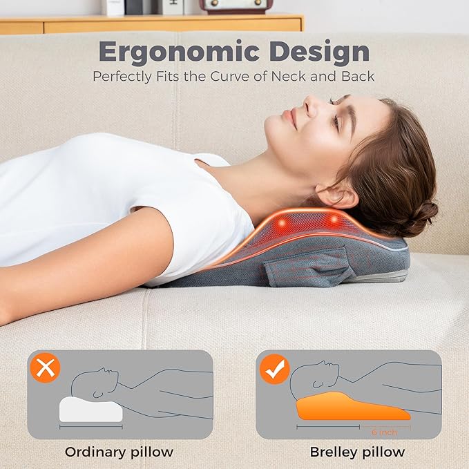 Brelley Shiatsu Neck and Back Massager with Heat, Deep Tissue Kneading Massage Pillow, Electric Massagers with Bi-Directional Rotating Head for Neck, Back, Shoulders, and Legs - Bloomnest