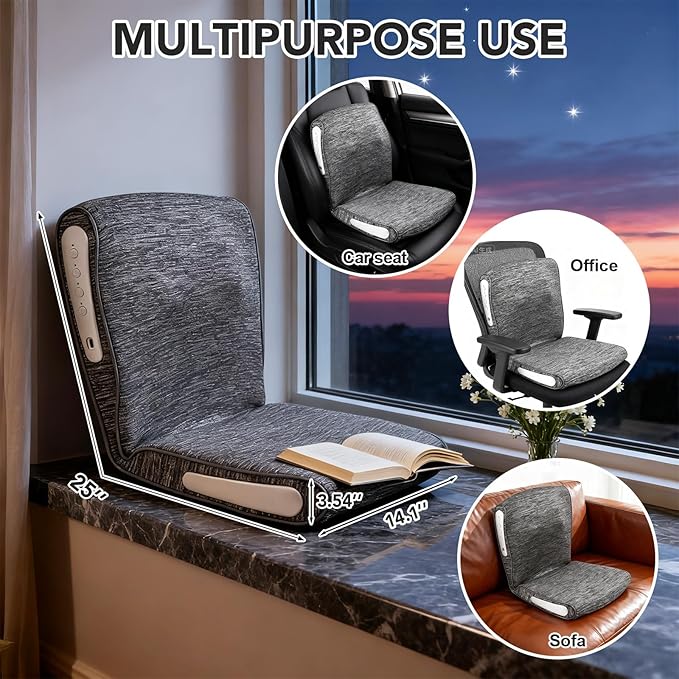Back and Neck Massager with Heat, Adjustable Massage Cushion for Pain Relief Deep Tissue, Deep Kneading Massage for Relaxation, Massager for Home Office, Gifts for Mom Dad Women Men (Gray) - Bloomnest