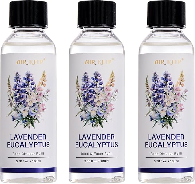 Airkeep Reed Diffuser Oil Refill/Lavender Eucalyptus/3.38 oz(100ml)/3 Pack/Scented Oil Refill for Reed Diffuser Home Fragrance for Bedroom, Bathroom Office Home Decor - Bloomnest