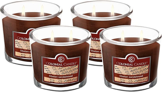 Colonial Candle Tibetan Sandalwood Scented Jar Candle, 2 Wick, 3.5 oz, Mottled Wax Candle (Pack of 4) - Bloomnest