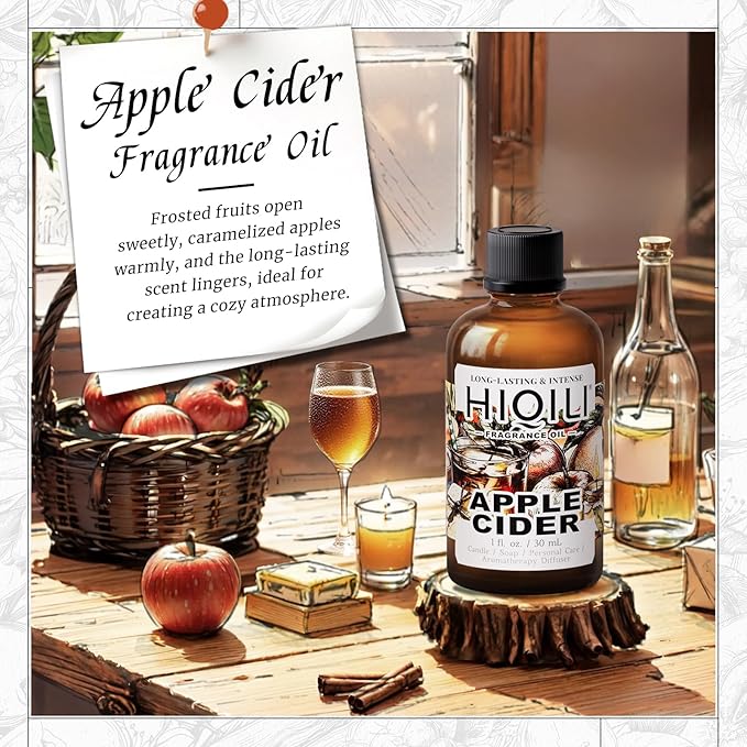 HIQILI Apple Cider Fragrance Oil - Making DIY Candle & Soap, Luxury Wine Scented, for Home & Office Essential Oil Diffuser Use - 1 Fl Oz HIQILI