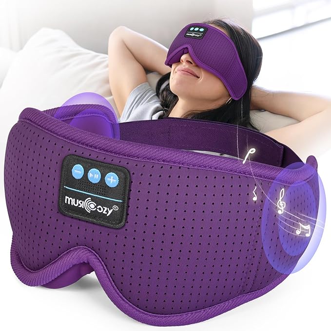 MUSICOZY White Noise Sleep Mask Headphones with 16 Soothing Sounds, Bluetooth Sleep Mask 3D Wireless Music Sleeping Headphones for Side Sleeper - Bloomnest