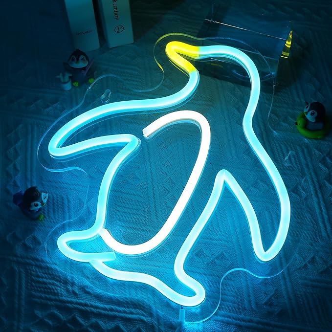 Attivolife Penguin Sign for Wall Decor, Light up Special Animal Shape LED Lamp with Dim USB Powered, Unique Home Living Room Business Cafe Shop Bar Party Decor Birthday Christmas Day Gift - Bloomnest