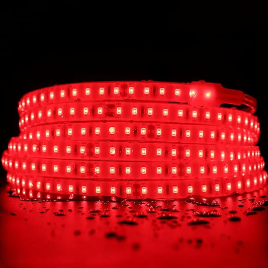 DC24V 630nm Red LED Strip for Sauna Lighting, Flexible Cuttable Dimmable Long 5m 16.4ft 600 LEDs Heat-Resistant IP68 Waterproof Chromotherapy Sauna Light Tape (Ordinary Red) Bloomnest