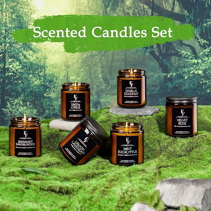 Scented Candles Set, Soy Wax Candles 6 Pack 42 Oz Aromatherapy Candles Gift Set for Women Men (Sage/Vanilla/Lemon/Sandalwood/Mint/Rose - Bloomnest