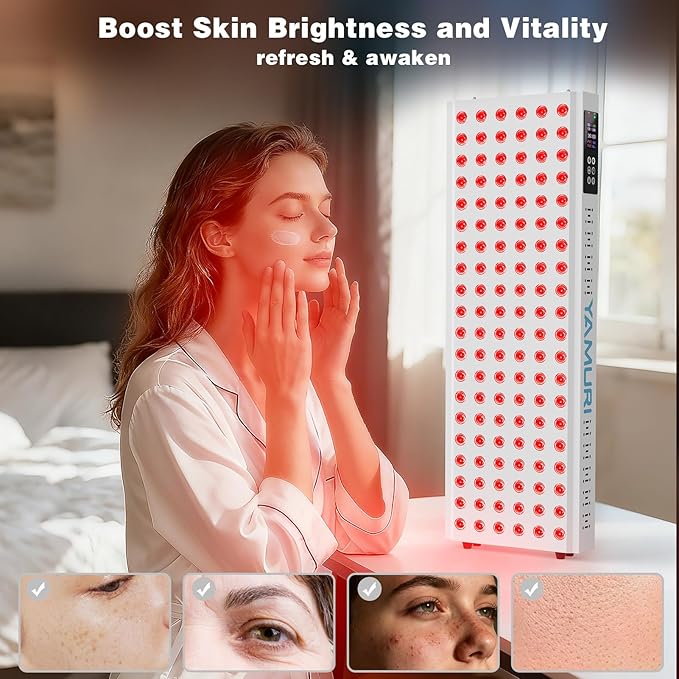 220W Red Light Therapy Panel Lamp for Face & Body - Infrared Red Light Therapy Device, Dual Chip | High Power LED Light Therapy for Skin, Recovery & Relaxation at Home - YA120 YAMURI