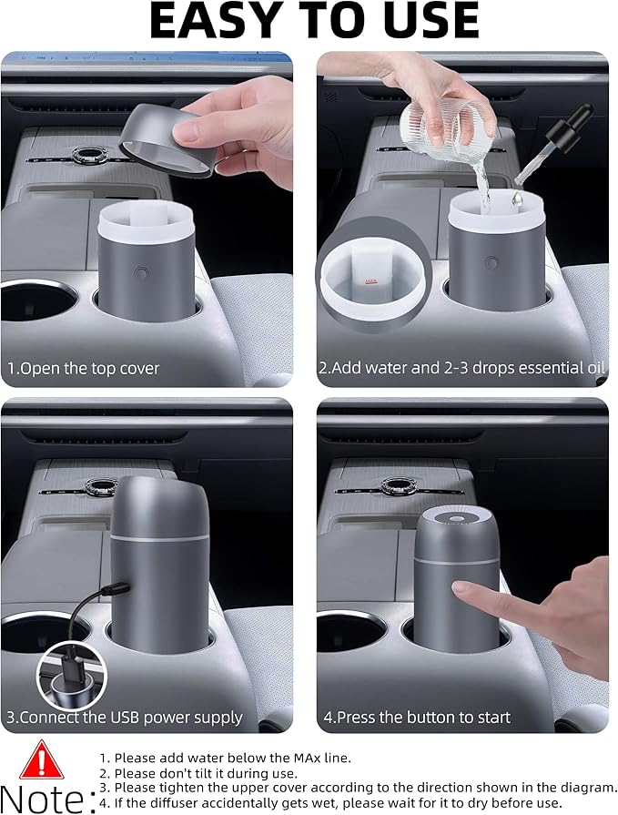 Portable Mini Ultrasonic Essential Oil Diffuser - 100ml USB Aromatherapy Humidifier with 7-Color LED Lights, Upgraded Aluminum Alloy Shell for Home, Office, Bedroom, Car & Small Spaces (Grey) - Bloomnest