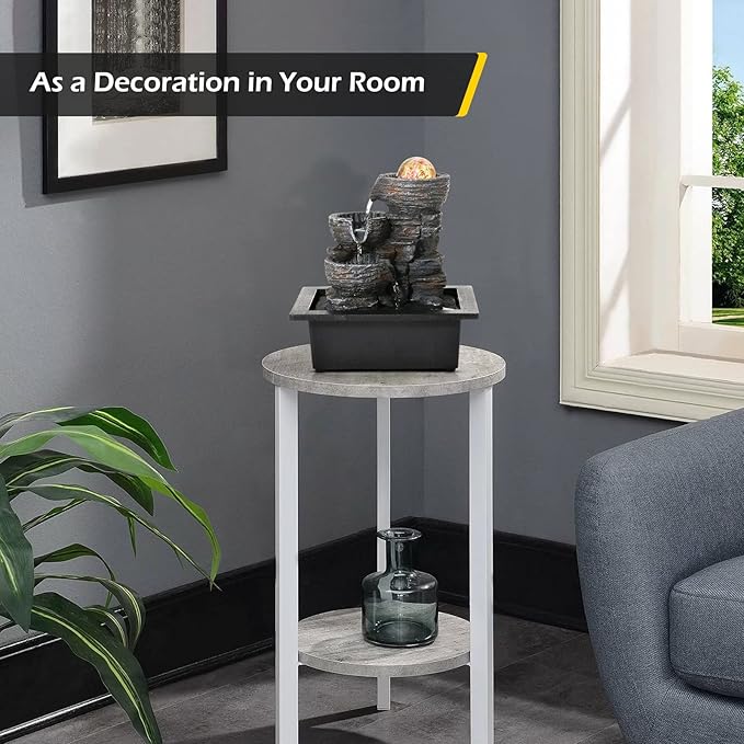 Dyna-Living Water Fountains Indoor Tabletop Fountain with Pump Waterfall Fountain Indoor Coloured LED Lights Desk Water Fountains for Home Office Decor Style 1