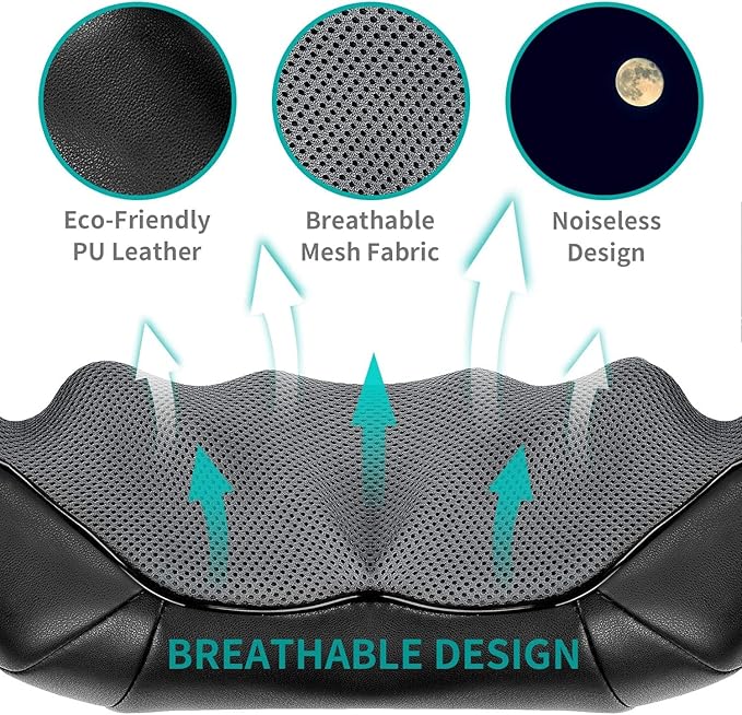 Nekteck Shiatsu Neck and Back Massager with Soothing Heat, Electric Deep Tissue 3D Kneading Massage Pillow for Shoulder Leg Full Body Muscle Pain Relief, Car Office and Home Use - Bloomnest
