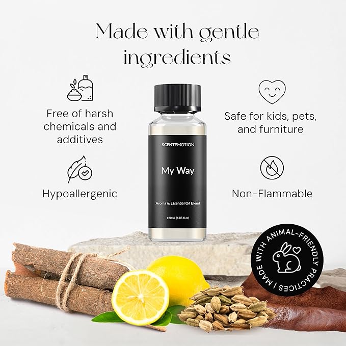 My Way Diffuser Oil Inspired by The 1 Miami Beach Scent, Scent Diffuser Oil with Notes of Cardamom, Leather, Lemon & Iris, Aromatherapy Fragrance, Essential Oil Blend | 120ml, 4.05 fl oz - Bloomnest