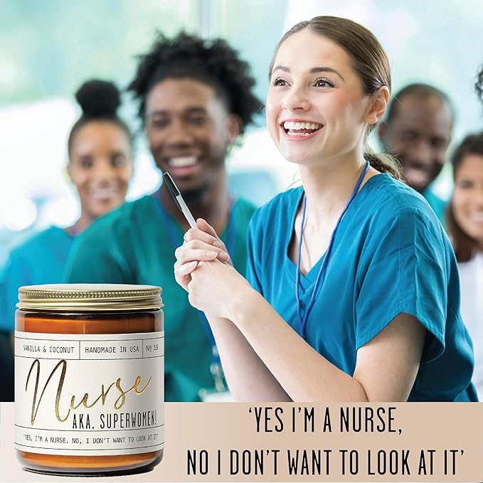 Nurse Gifts for Women - 'Nurse AKA. Superwomen' Soy Candle,w/Vanilla & Coconut I Nursing Gifts for Nurses Female I Nursing Student I Nurse Practitioner RN I Nurse Graduation Gift I 50Hr Burn, USA Made - Bloomnest