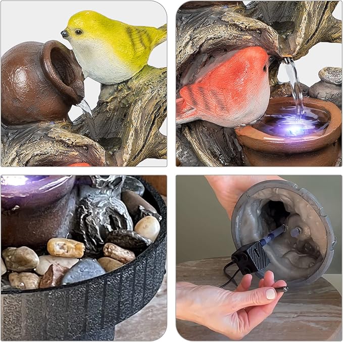 Ferrisland Indoor Tabletop Water Fountain, Desktop & Table Waterfall Fountains, Relaxation Fengshui Home Decor with LED Light for Home Office Bedroom House Warming Gift Idea - Bloomnest