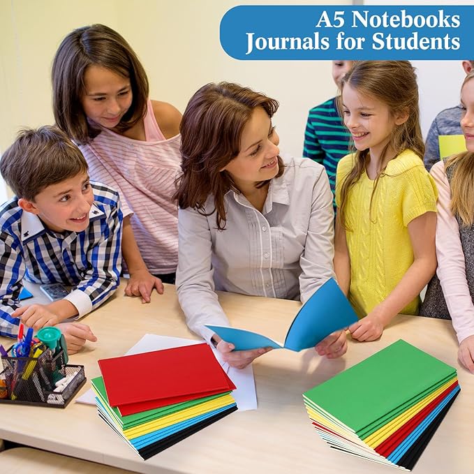 Mimorou 100 Pcs Journals Notebooks Bulk - Kraft Softcover A5 Small Notebooks 5.5 Inch x 8.3 Inch Notepads with 60 Page 30 Sheet for Writing Sketch Travel Office Supplies(Multicolor,Lined) - Bloomnest