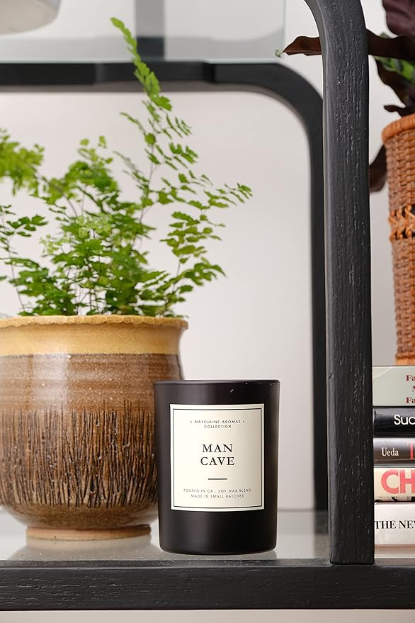 | Masculine Aromas | Small Batch | Soy Wax | 40 Hours | Scented Mens Candles with Natural Essential Oils | Vegan (Man Cave) - Bloomnest