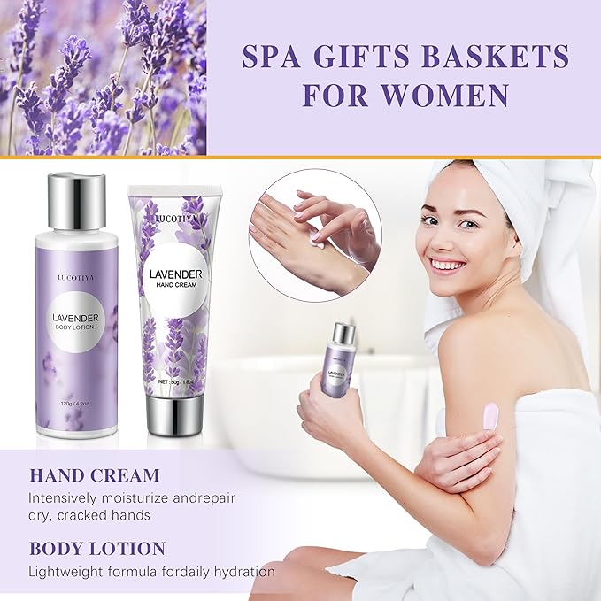 Gifts for Women Spa Gifts Baskets for Women Christmas Birthday Gifts Lavender Bath and Body Sets Mothers Day Gifts Relaxing Self Care Get Well Gift for Mom Her Girlfriends Sister Teacher Friends - Bloomnest
